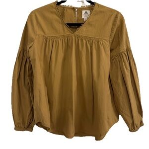 J. Crew Women’s Blouse Thomas Mason® fabric Size 4 Mustard Peasant Top